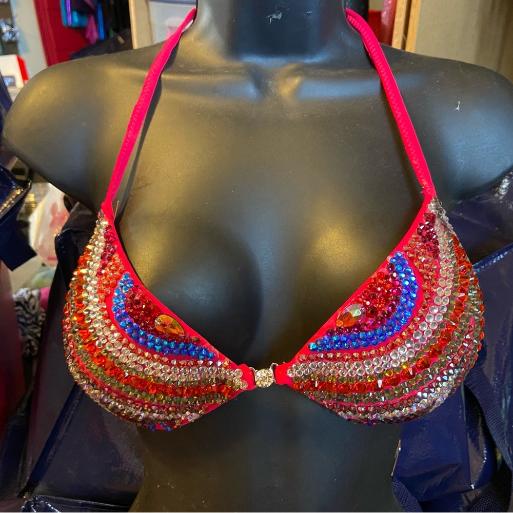 Rave festival rhinestone crystal bra bikini top